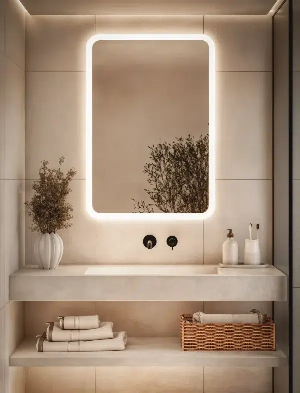 Lustro Prostokatne Zaokraglone Led 600x784