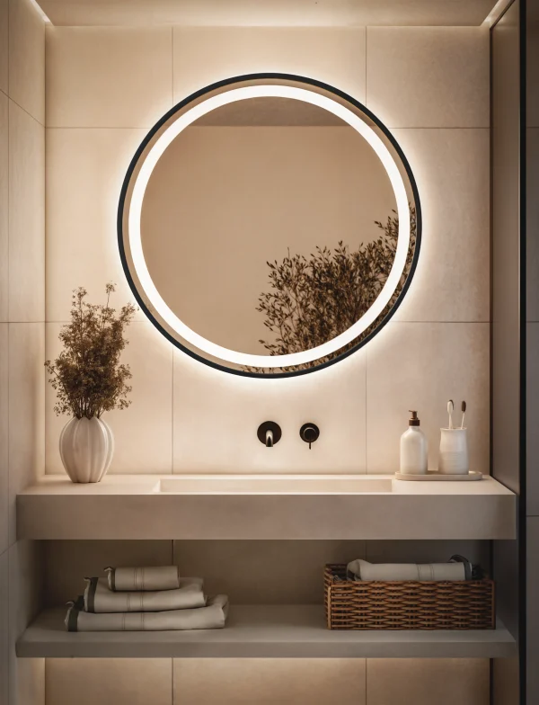 Lustro Lazienkowe Okragle W Czarnej Ramie 600x784