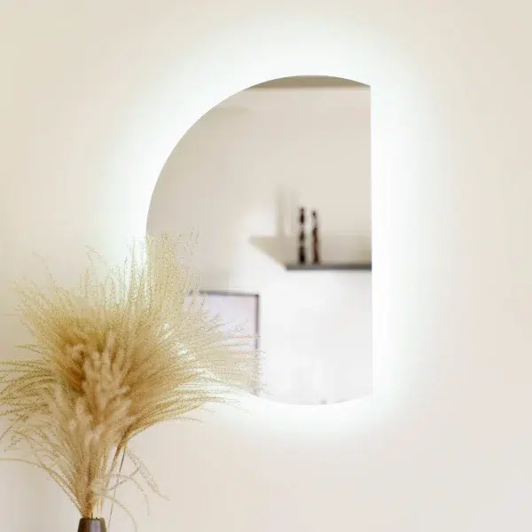 Lustro Polokragle Ze Scietym Bokiem Led 600x600