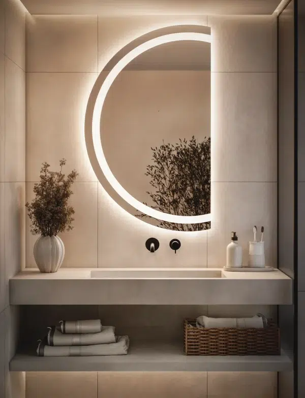 Lustro Polokragle Led 600x784