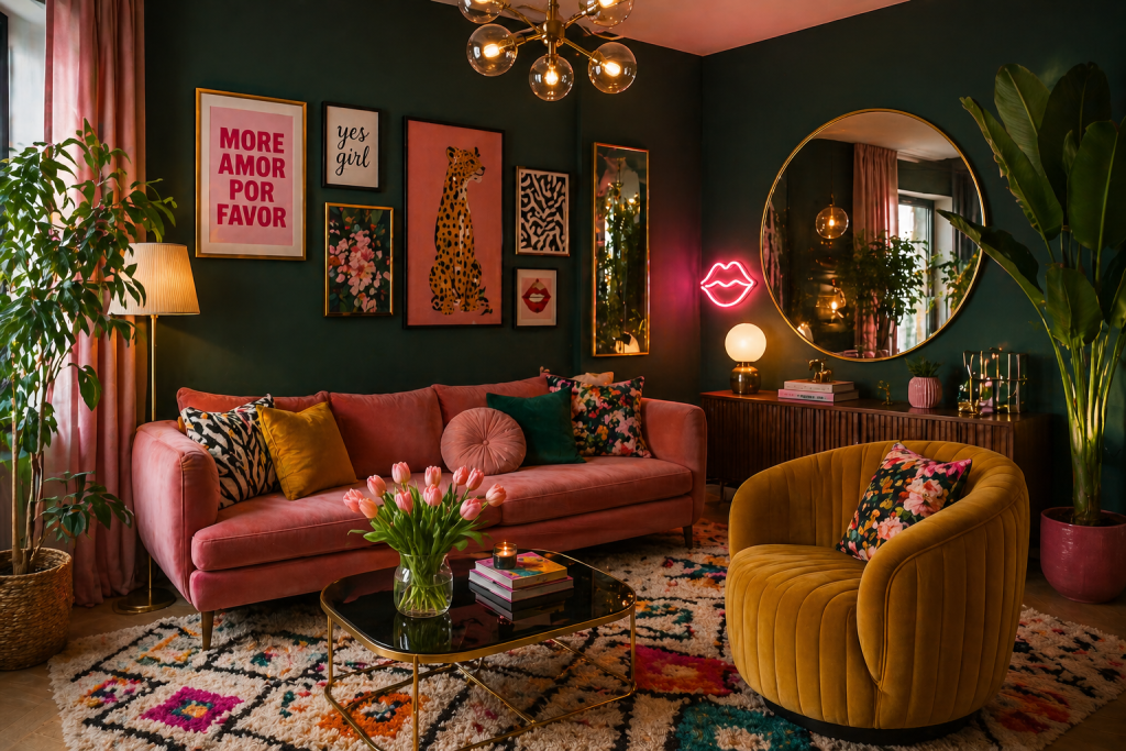 Maksymalizm I Dopamine Decor – Dlaczego Kolorowe Wnetrza Poprawiaja Nastroj Magia Lustra BLOG 1024x683